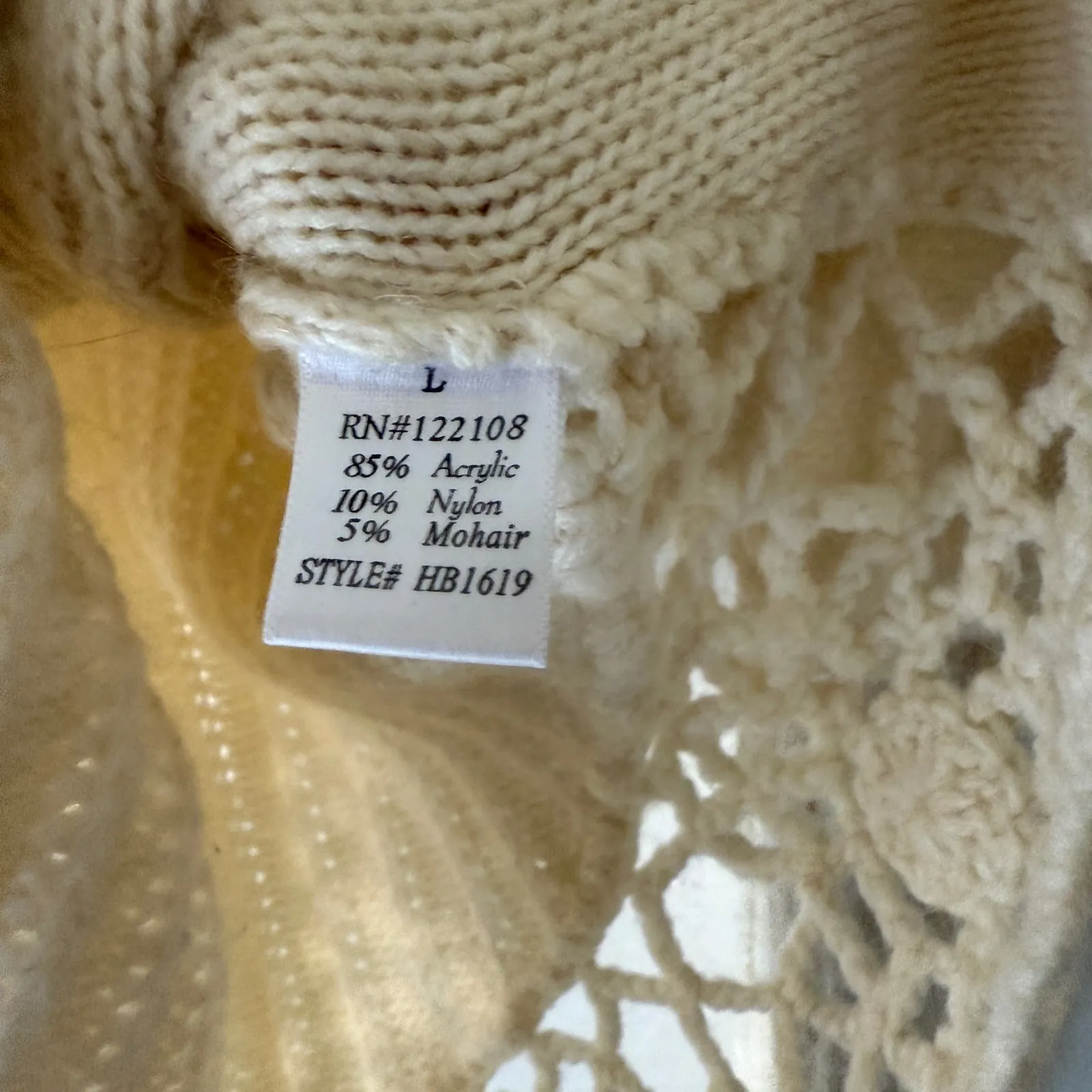 B by MAK Cable Turtleneck Asymmetrical Crochet Sweater L Fisherman Cottage Fairy Size L - Image 5