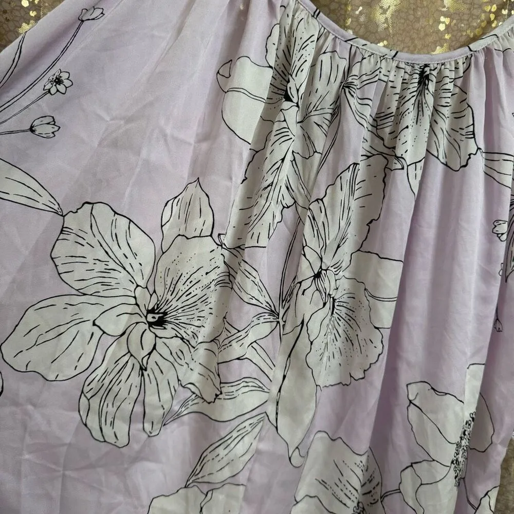 Victorias Secret Lilac White Floral Satin Pants Jumpsuit Medium NWOT - Image 4