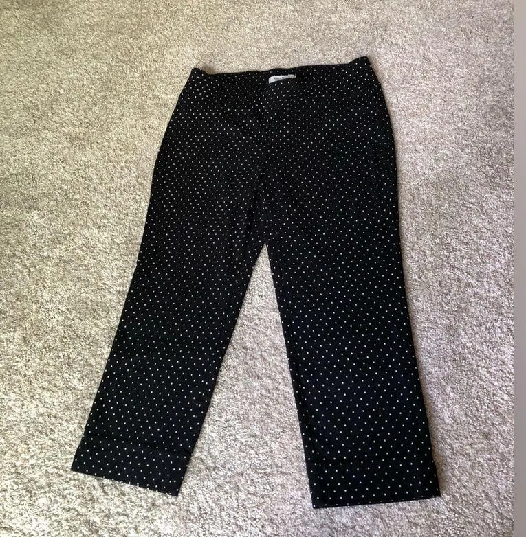 White House Black Market Women sz 10 Polka Dot Slim Ankle Pants cropped pull-up - Image 2
