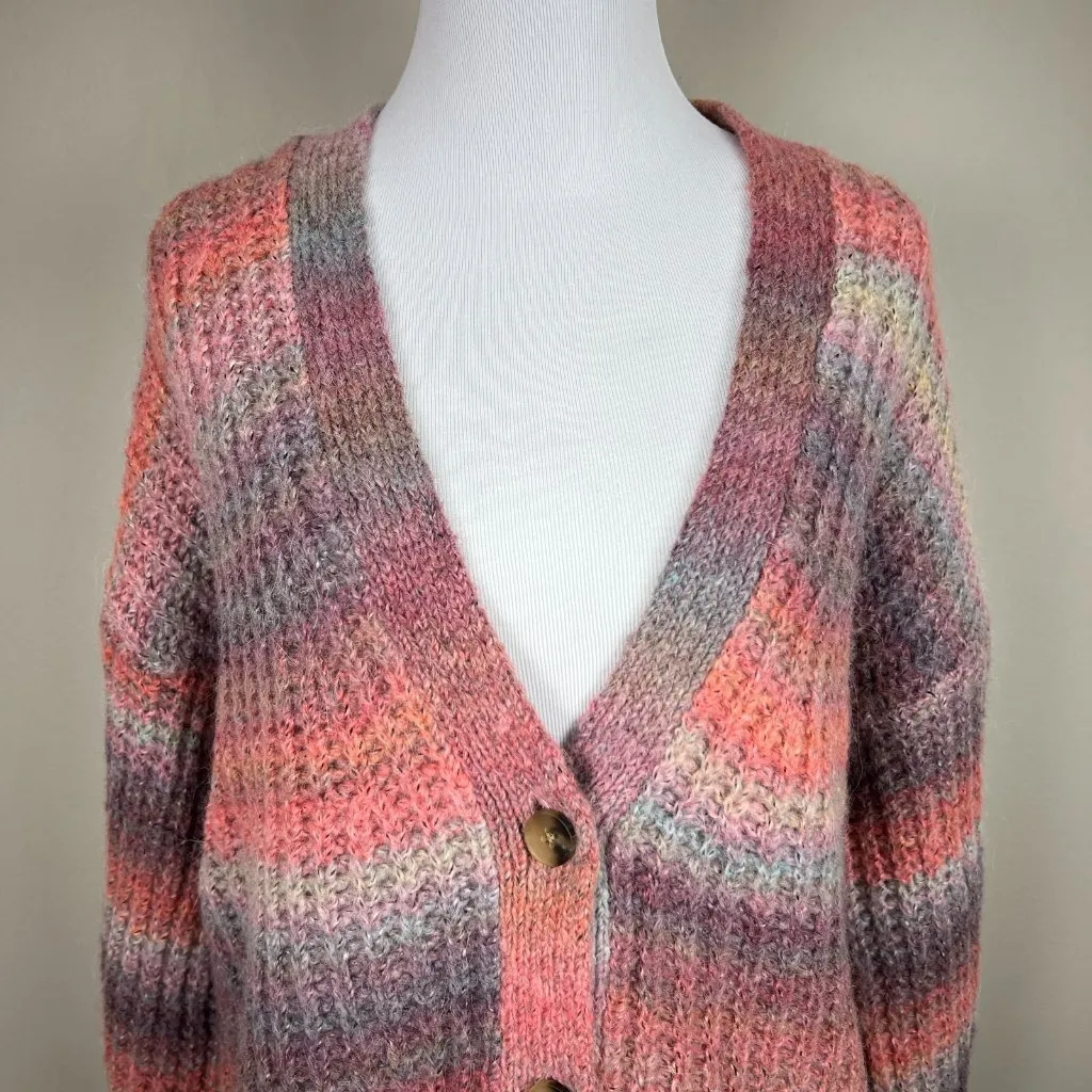 Sundance Cardigan Sweater S Northern Lights Alpaca Wool‎ Stripe Chunky Rib Knit - Image 2
