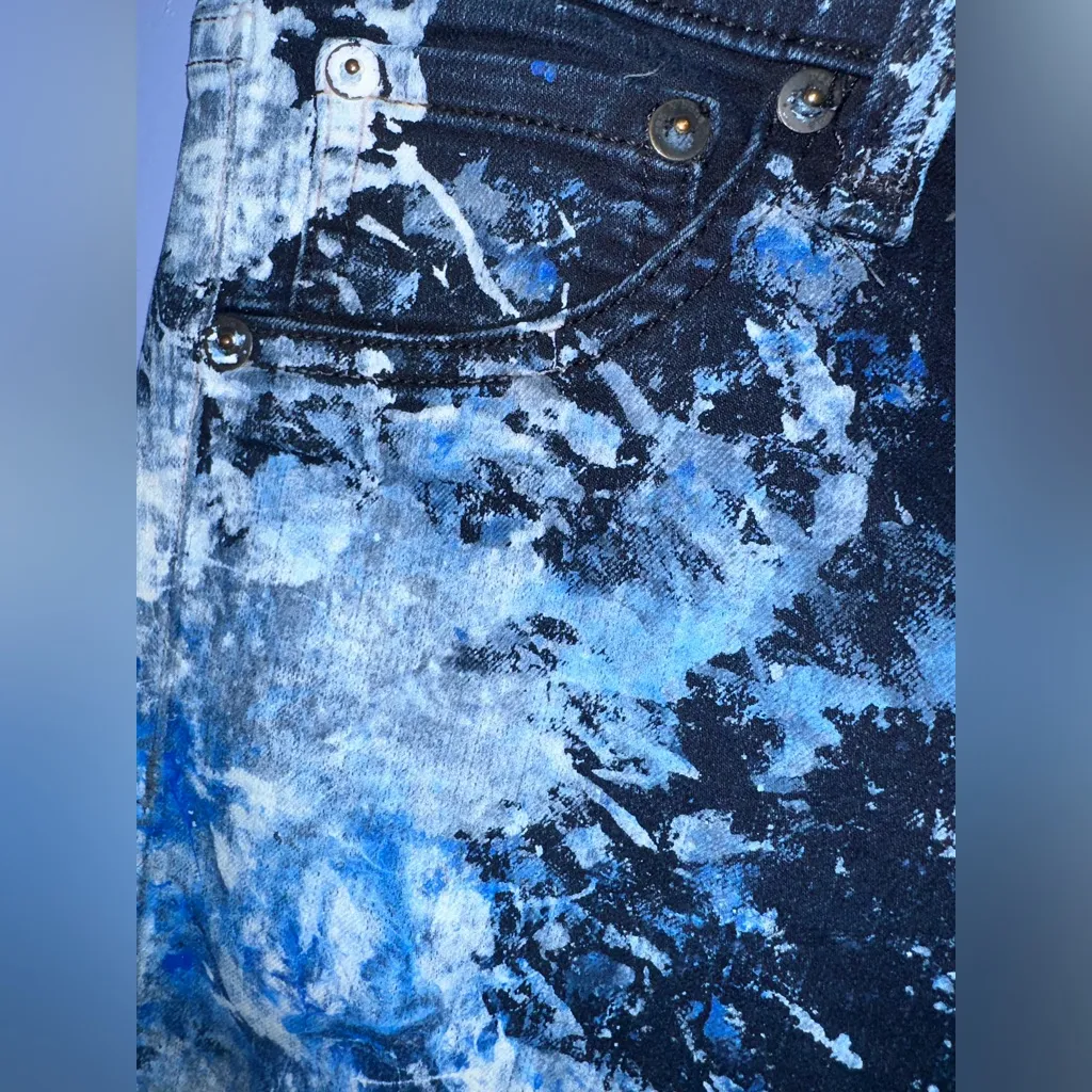 Rag &‎ Bone Paint Splattered Denim Low Rise Leggings Jeggings Midnight Size 24 - Image 4