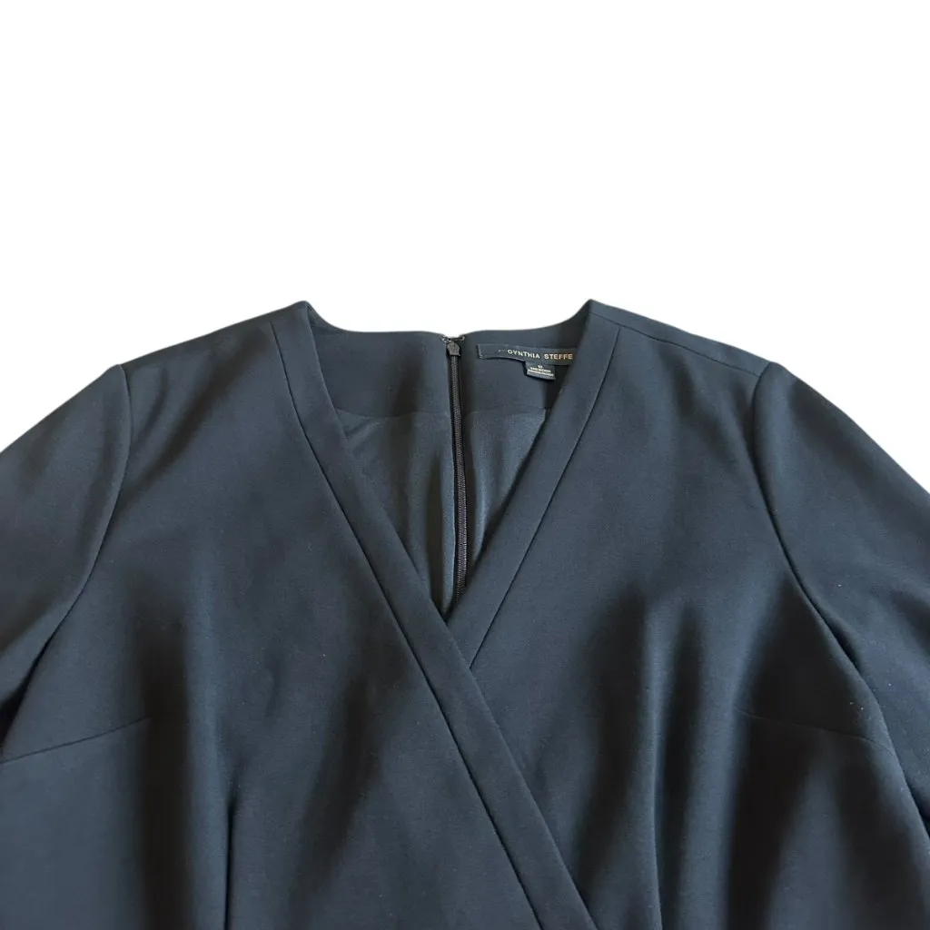 Cynthia Steffe Victoria Black Pointe Dress Faux Wrap Long Sleeve Size 12 Women's - Image 2