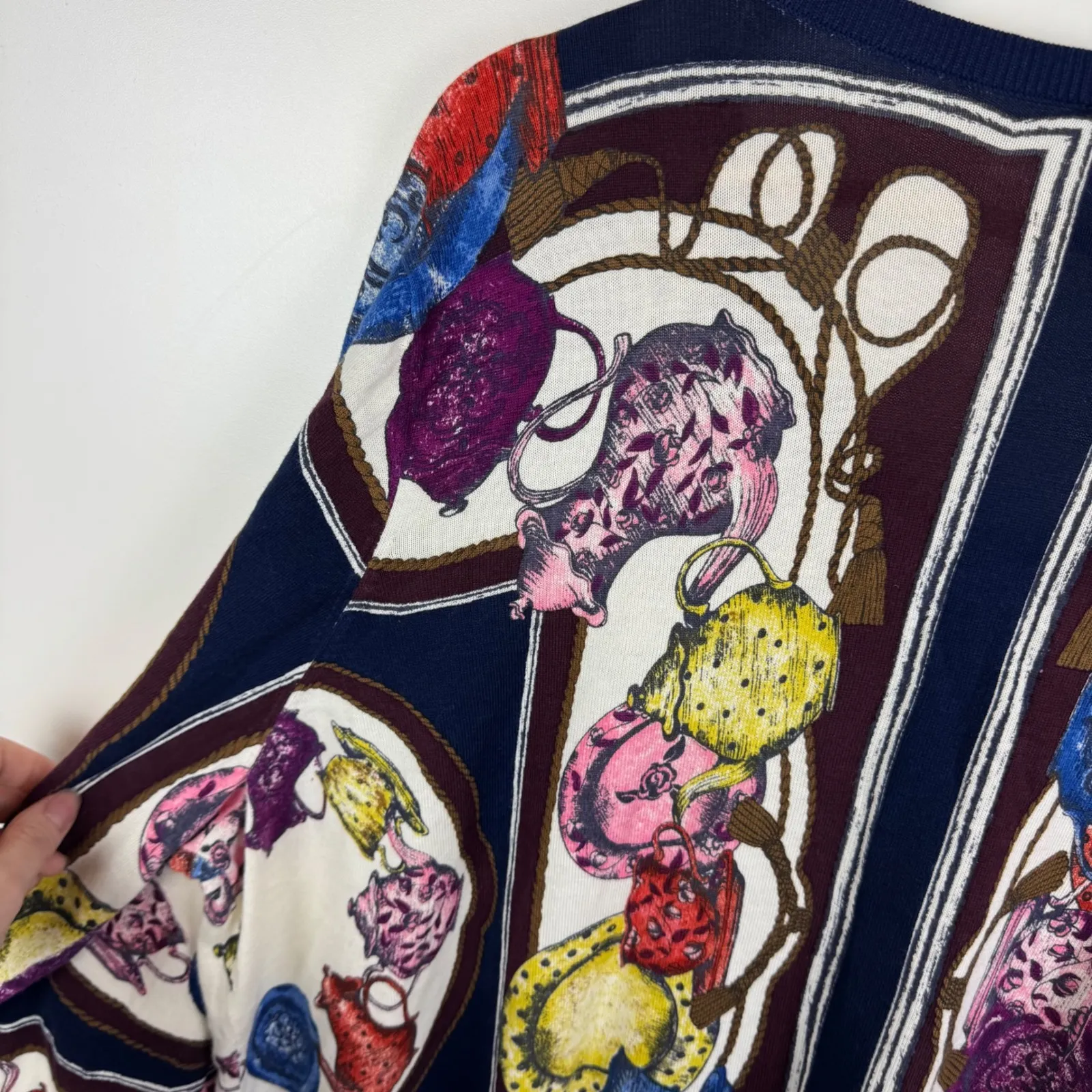 Talbots Charming Cardigan Tea Party Size‎ 3XP Novelty Colorful Preppy Artsy - Image 3