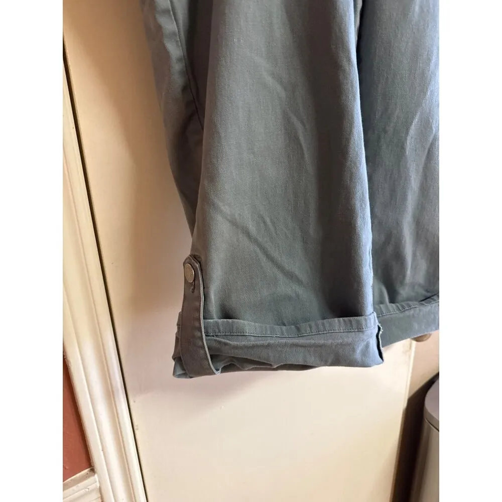 Plus Size Fashion Bug 20W Sage Green Stretch Cotton/Spandex Capri Pants With Sna - Image 2