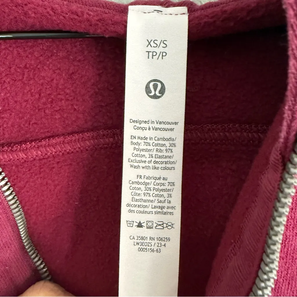 Lululemon Scuba Oversized Full-Zip Hoodie in Deep Luxe. Size XS - Image 8