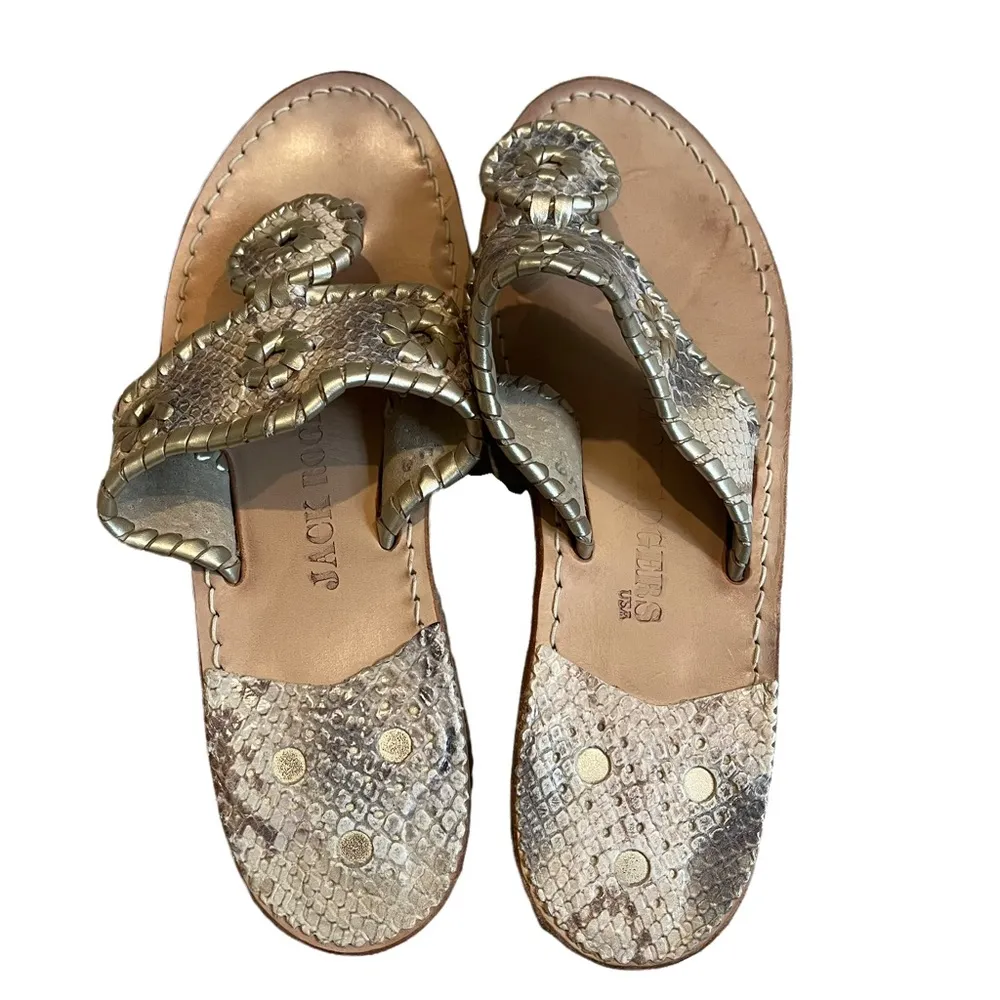 Jack Rogers Palm Beach Snakeskin Thong Sandals - Image 8