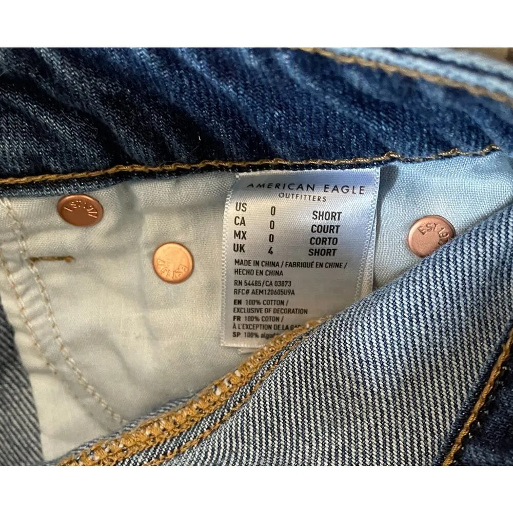 American Eagle High Rise Festival Mini Stripe Denim Skirt Blue Size 0 Short - Image 7