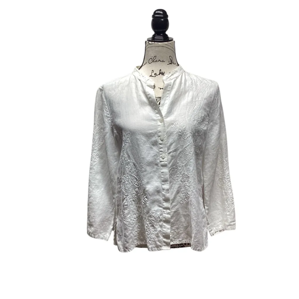 Liz Claiborne linen blouse. Size Medium - Image 4