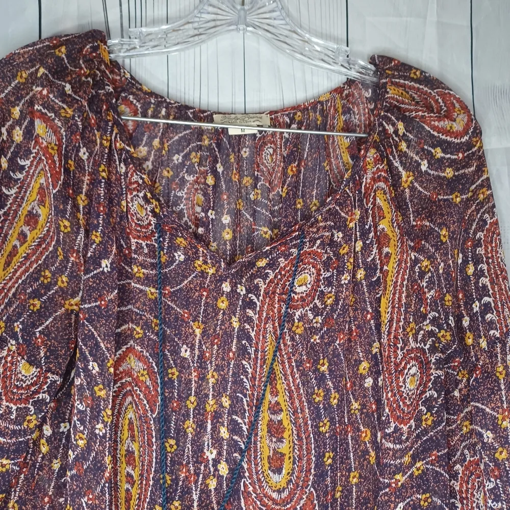 Lucky Brand Paisley Long Sleeve Sheer Women's Top - Image 2
