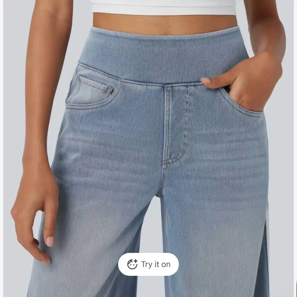 HALARA flex high waisted Stripe Wide Leg Jeans. Size M. 4 way stretch - Image 5