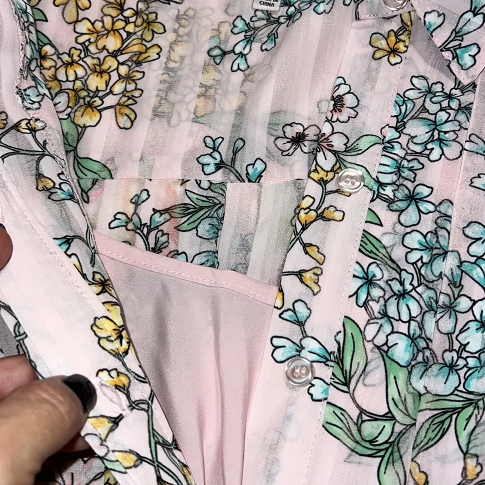 Nanette Lepore size 8 dress vintage apricot 158-9 print lined pleated floral tie - Image 5