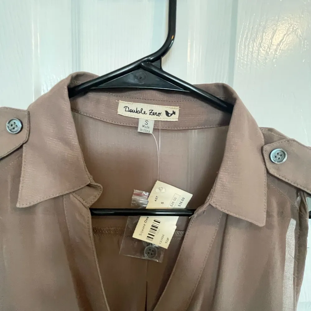 Double Zero Taupe Sleeveless Shirt Dress - Image 2