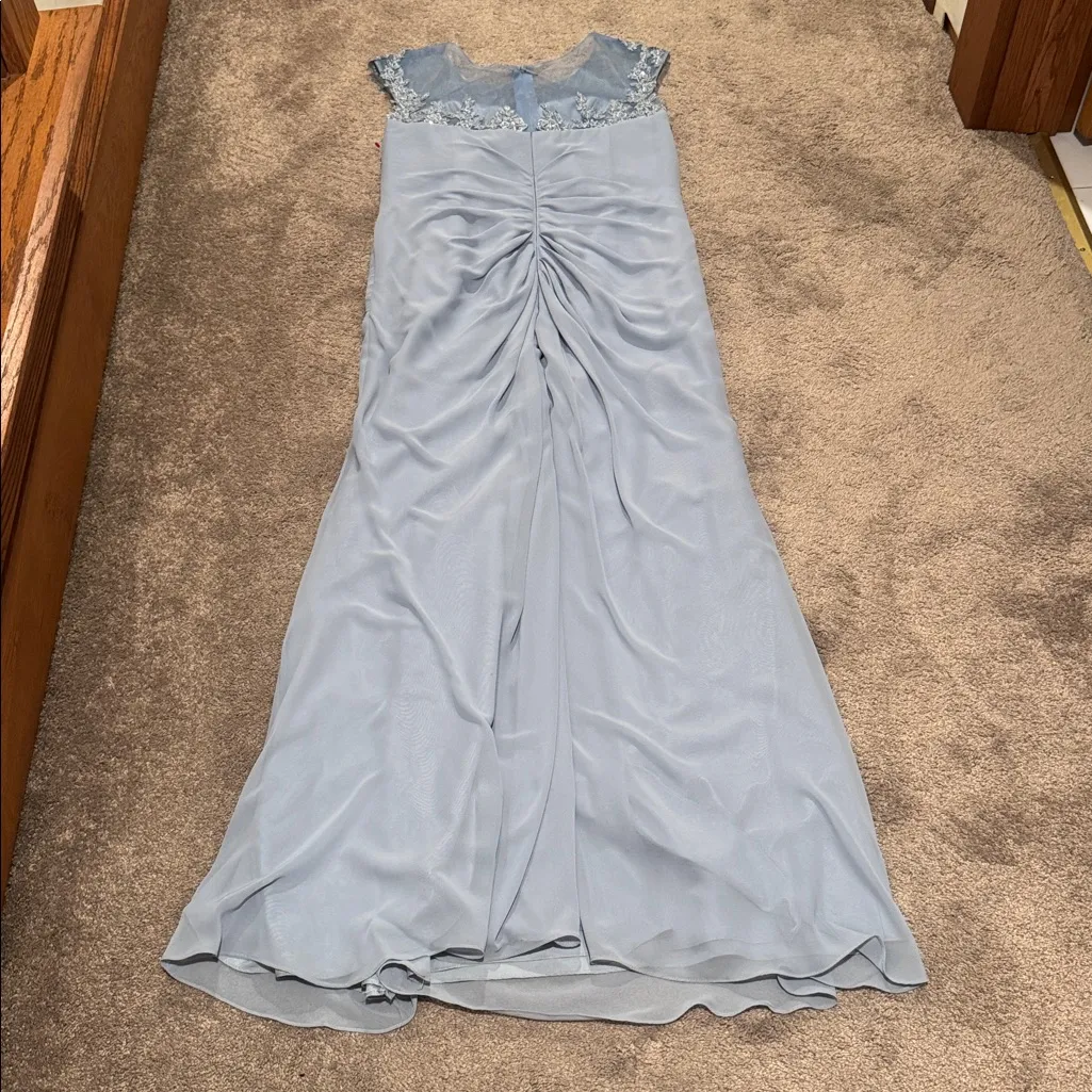 Azazie Libby Dusty Blue A-Line Scoop Sequins Chiffon Dress - Image 9