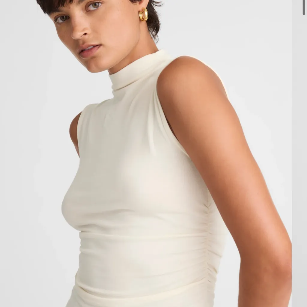 Madewell Ruched Mockneck Tank Vintage Ivory - Image 3