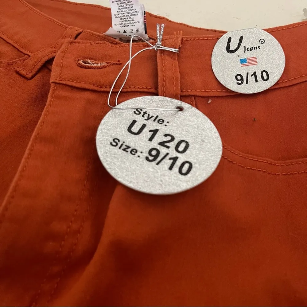 U JEANS Orange Flare Jeans 5 Pocket High Rise Womens Size 9/10 Deadstock NOS - Image 10