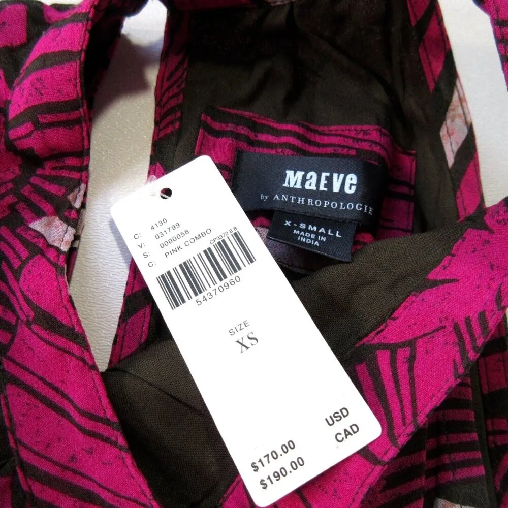 NWT Anthropologie Maeve Kelli Halter Maxi in Pink Combo Sleeveless Dress XS - Image 7