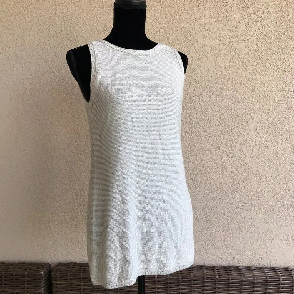 White House Black Market Womens Sweater Size M Gold Metallic Sleeveless Tank NEW - Image 4