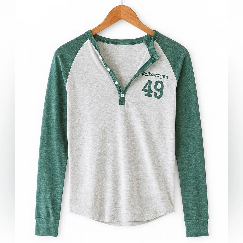 🎅 3/$15 SALE Holloway Volkswagen Raglan Long Sleeve Tee with Henley Neckline S - Image 9
