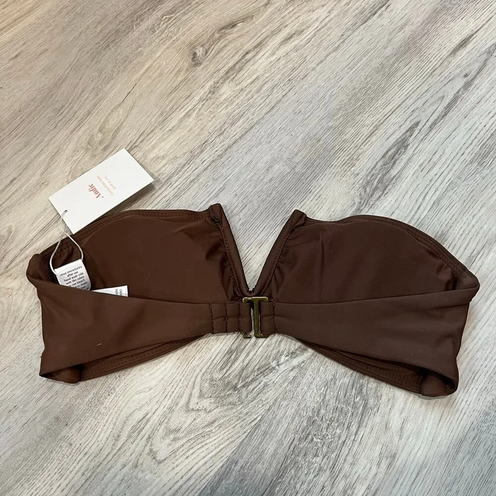 NWT Andie Swim Espresso Brown Bandeau
Bikini Scala Top Strapless XS V Notch - Image 4
