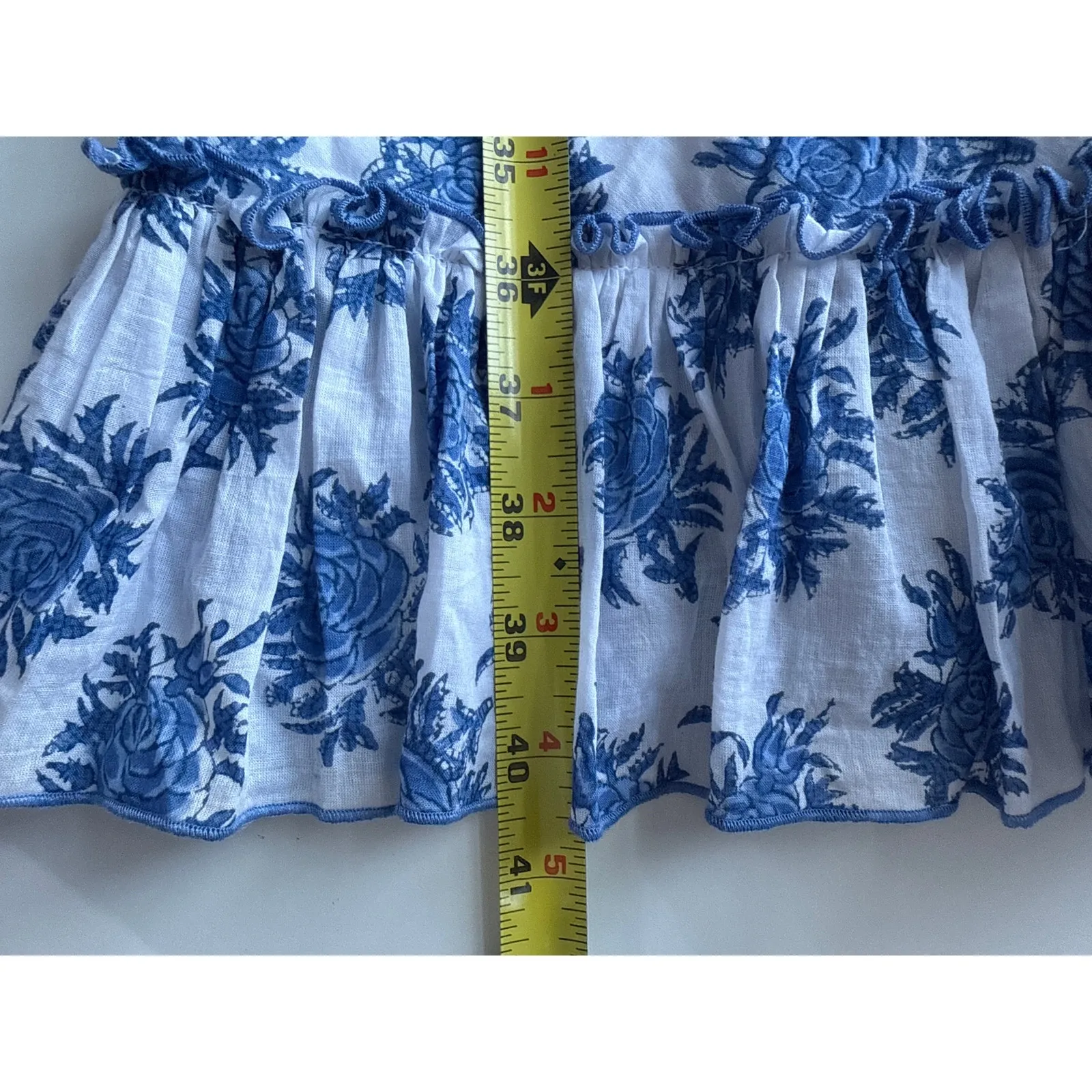 Anokhi Rosana Blue Print Cotton Poplin Midi Sun Dress Size Medium - Image 8