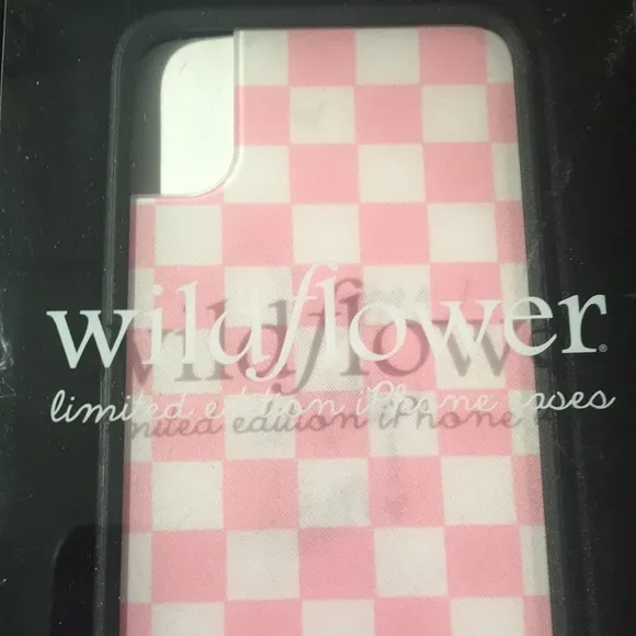 New Wildflower IPhone X/Xs Pink and White Neon Checked Case - Image 2