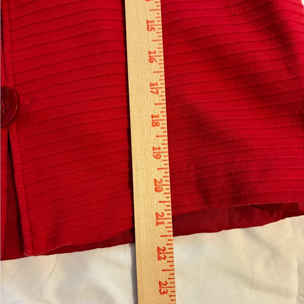 Coldwater Creek Red Ribbed Button Front Jacket Cardigan Mandarin Collar - Image 6