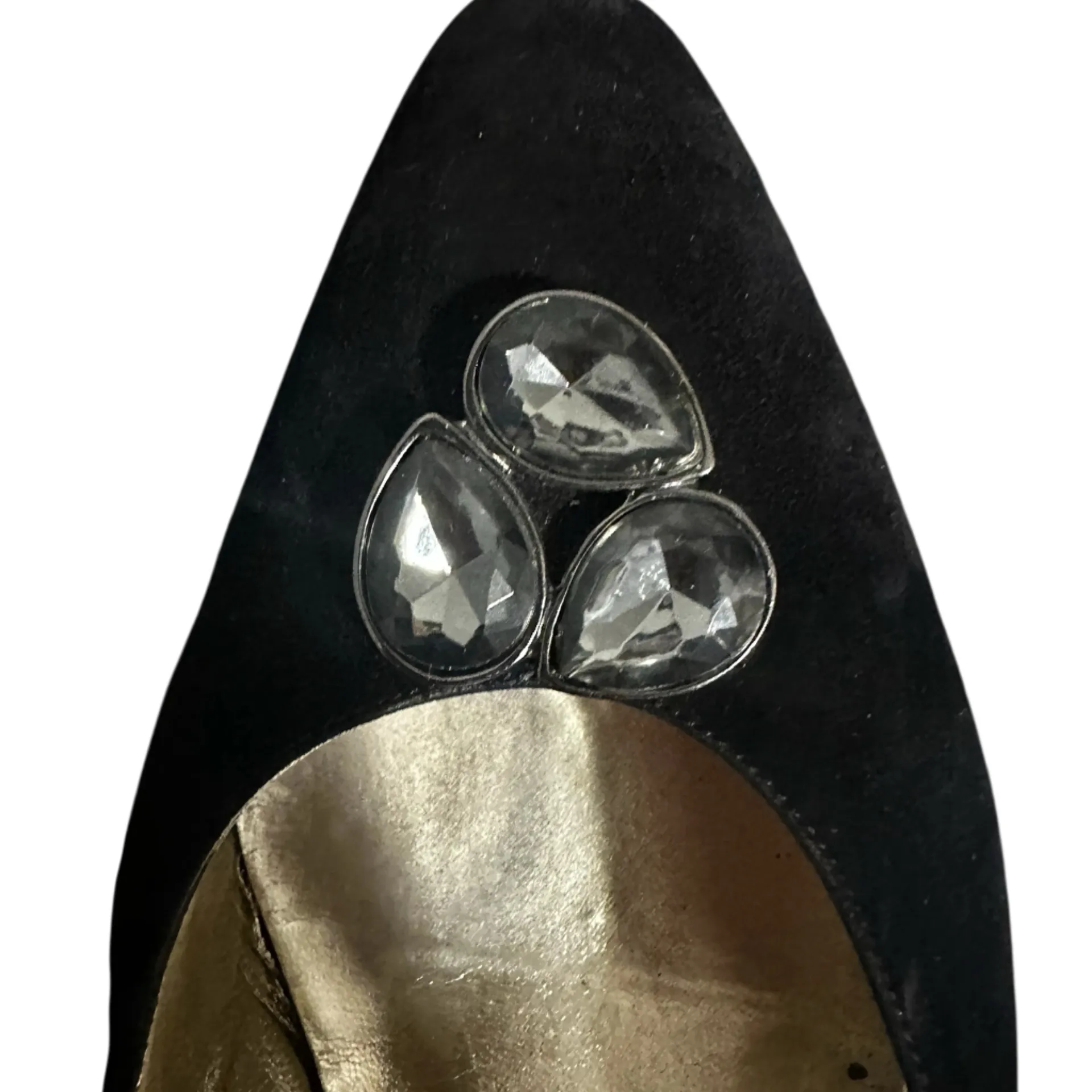 Salvatore Ferragamo Vintage Black Suede Pumps with Gem Embellishments - Image 6