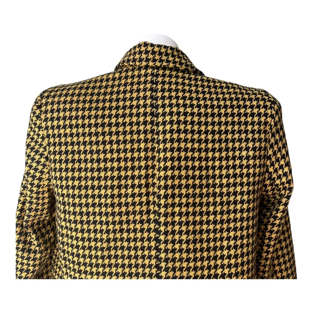 Zara Yellow Plaid Wool Short Houndstooth Blazer Jacket Coat Sz S/M - Image 9