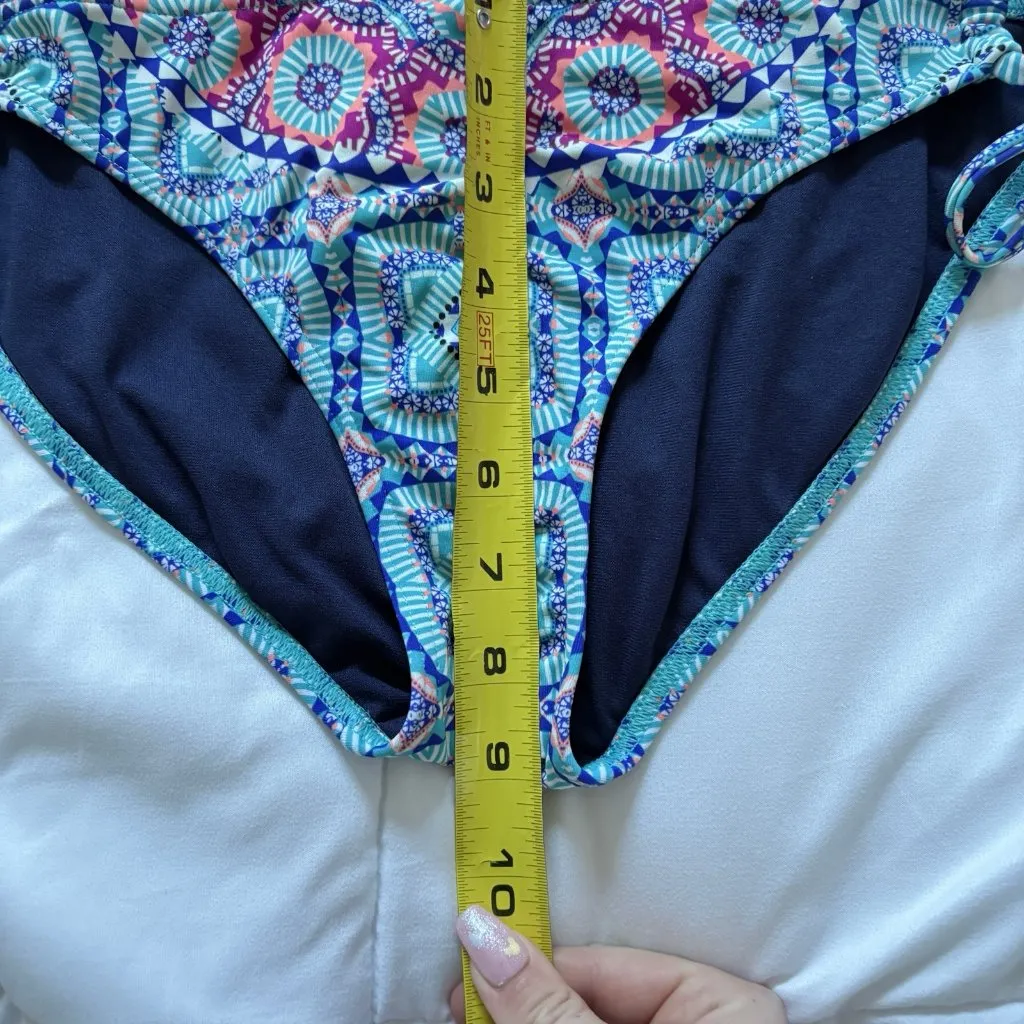 Athleta Womens Size Medium Blue Swimsuit String Bikini Bottom Beach Summer - Image 4