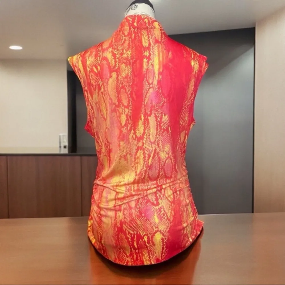 RACHEL Rachel Roy Snakeskin Print Top Pink Size L - Image 4