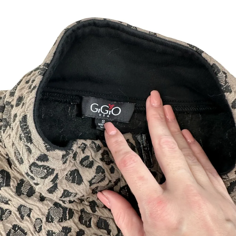 Vintage Gigio Leopard Print Black Jacket Full Zip High Neck Pockets Small USA - Image 5