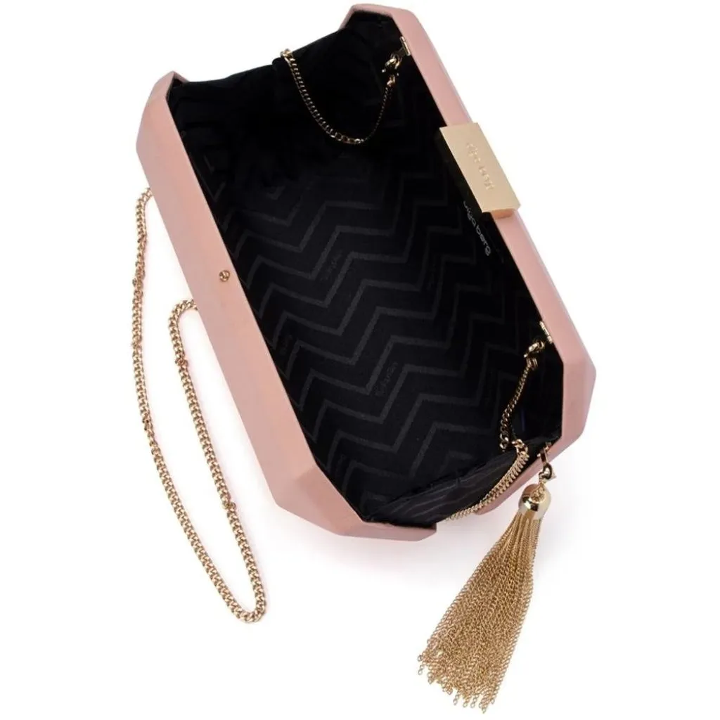 Olga berg Lia Facetted Clutch With Tassel in Blush & Gold Leather New gold - Image 15