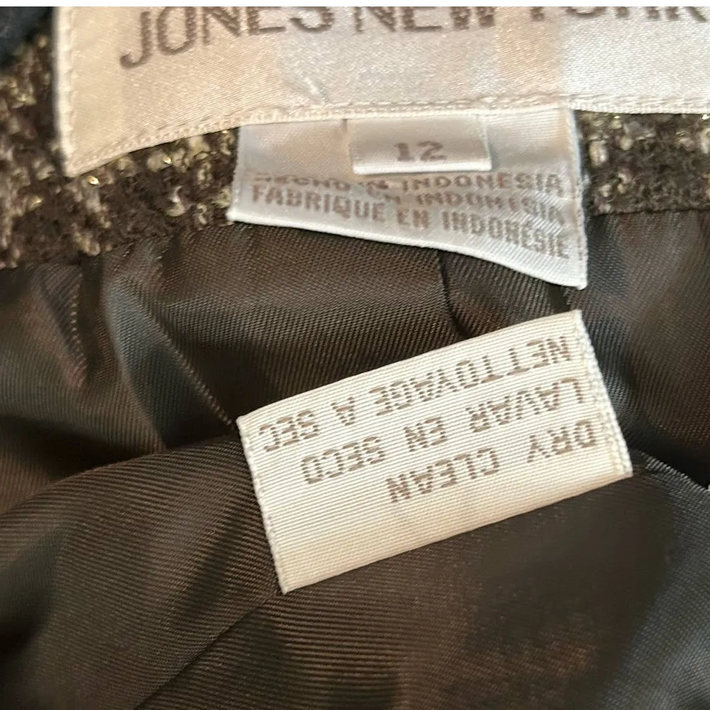 Jones New York Blazer Womens 12 Green Wool Silk Blend Plaid Jacket Career Work‎ - Image 2