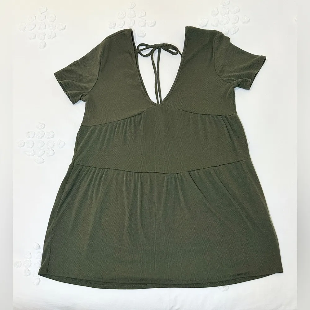 NWT  Babydoll T-Shirt Mini Dress - Olive Green - M - Image 5