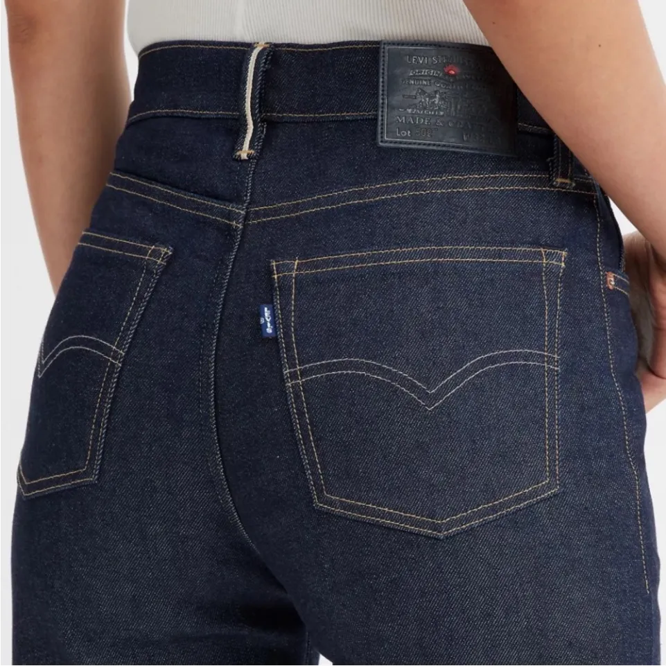 Levi’s Japanese jeans Fabric High Rise Boyfriend Women’s 26 X 27 Dark Blue Denim - Image 13