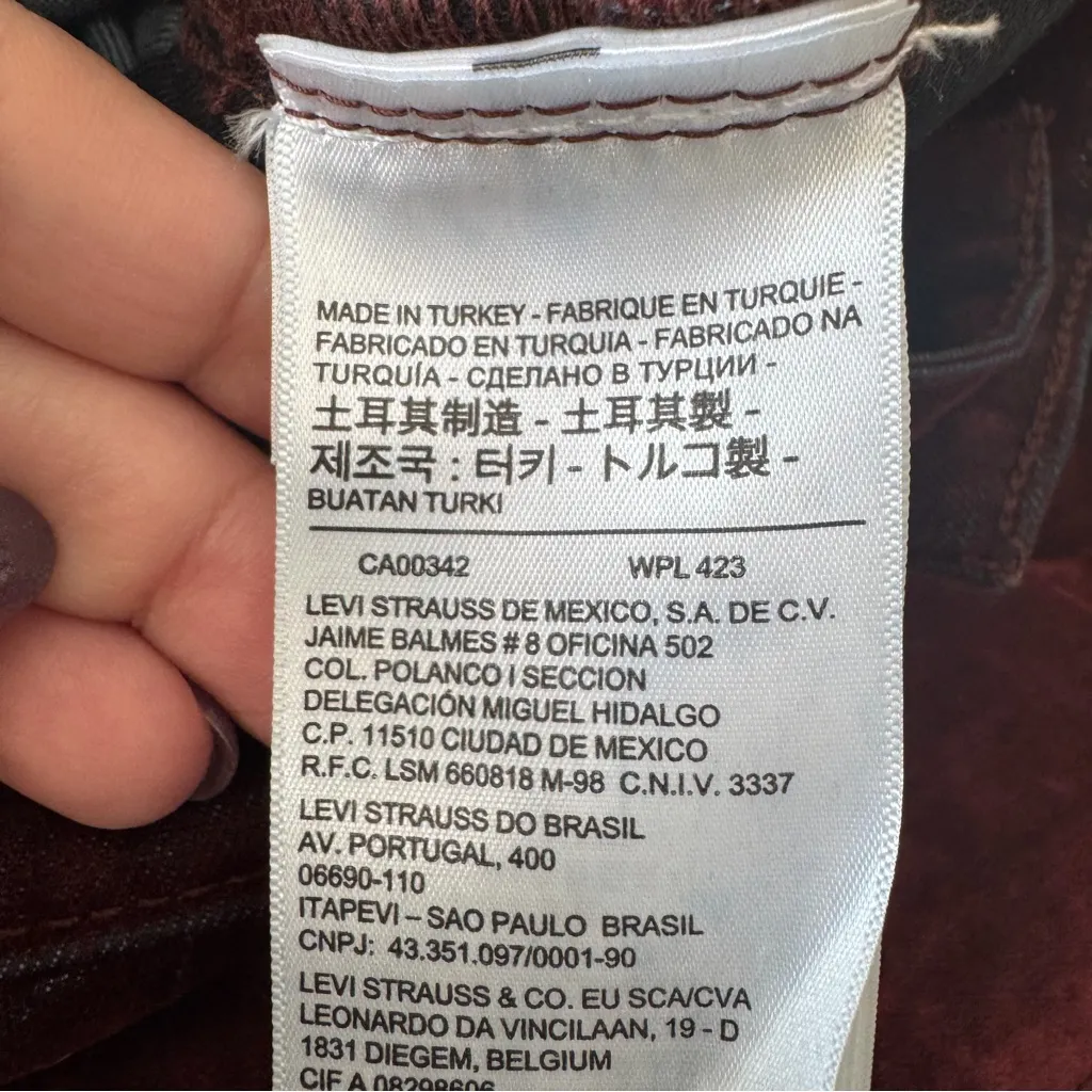 Levi’s Made & Crafted 721 High Rise Skinny size 27 Flocked Velvet Denim Jeans - Image 9