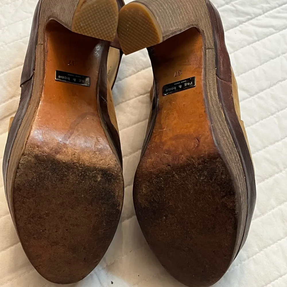 Rag & Bone Sandals Sloane Tan Nubuck Leather Platform Heel Slingback - Image 8