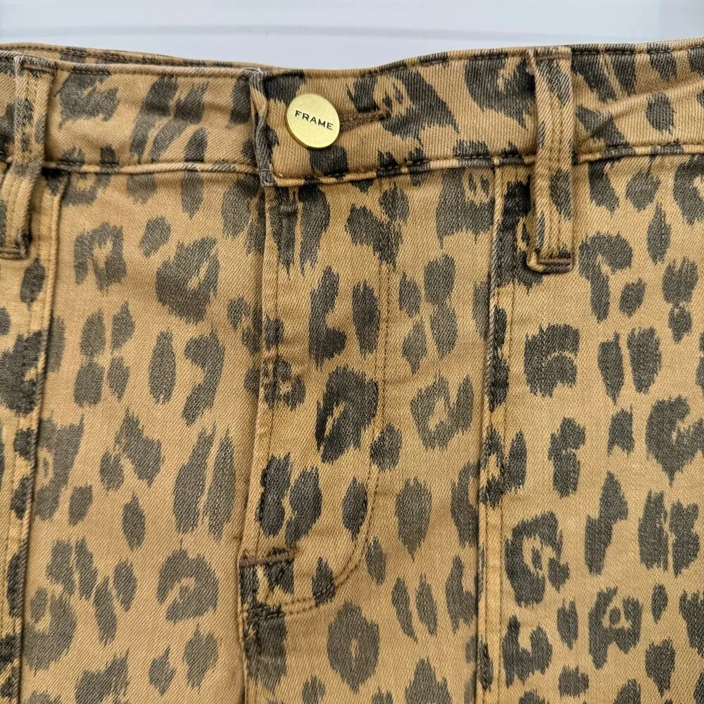 Frame denim jeans size 30 cheetah skinny cargo cropped mid rise black tan pants - Image 5