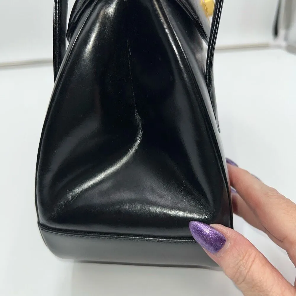 Bally Vintage Structured Lambskin Bag with Brushed Gold Turn Lock Closure - Image 7