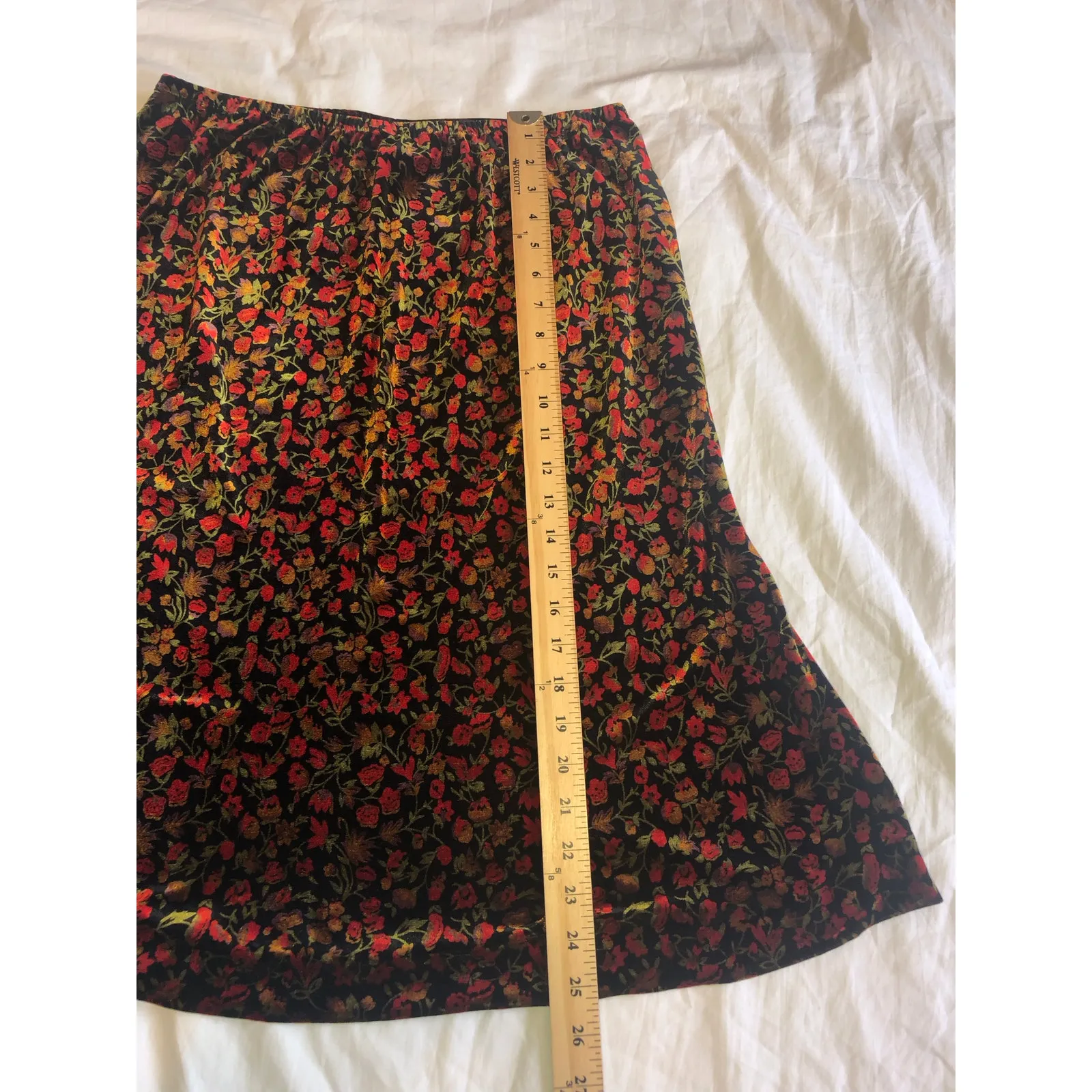 Velvet Dark Fairy Vintage Skirt Black Red Floral Midi Whimsigoth M/L Punk USA Size M - Image 5