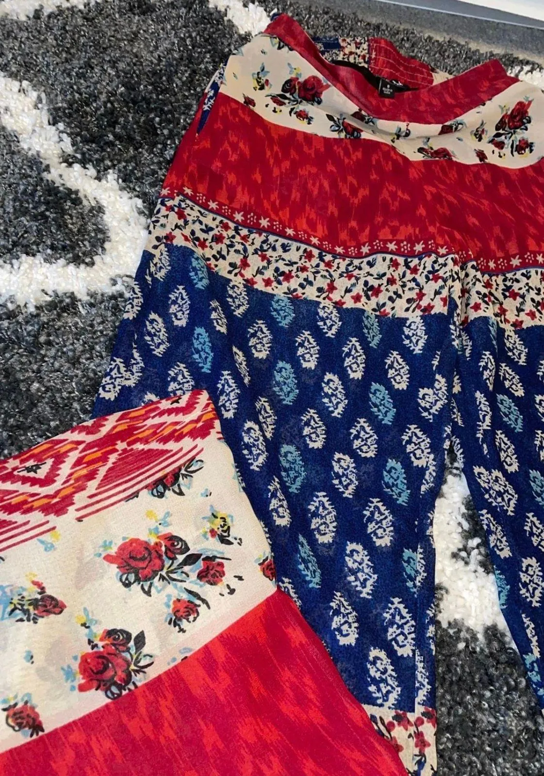 Boho Rose Wide Leg Pants Red - Image 4