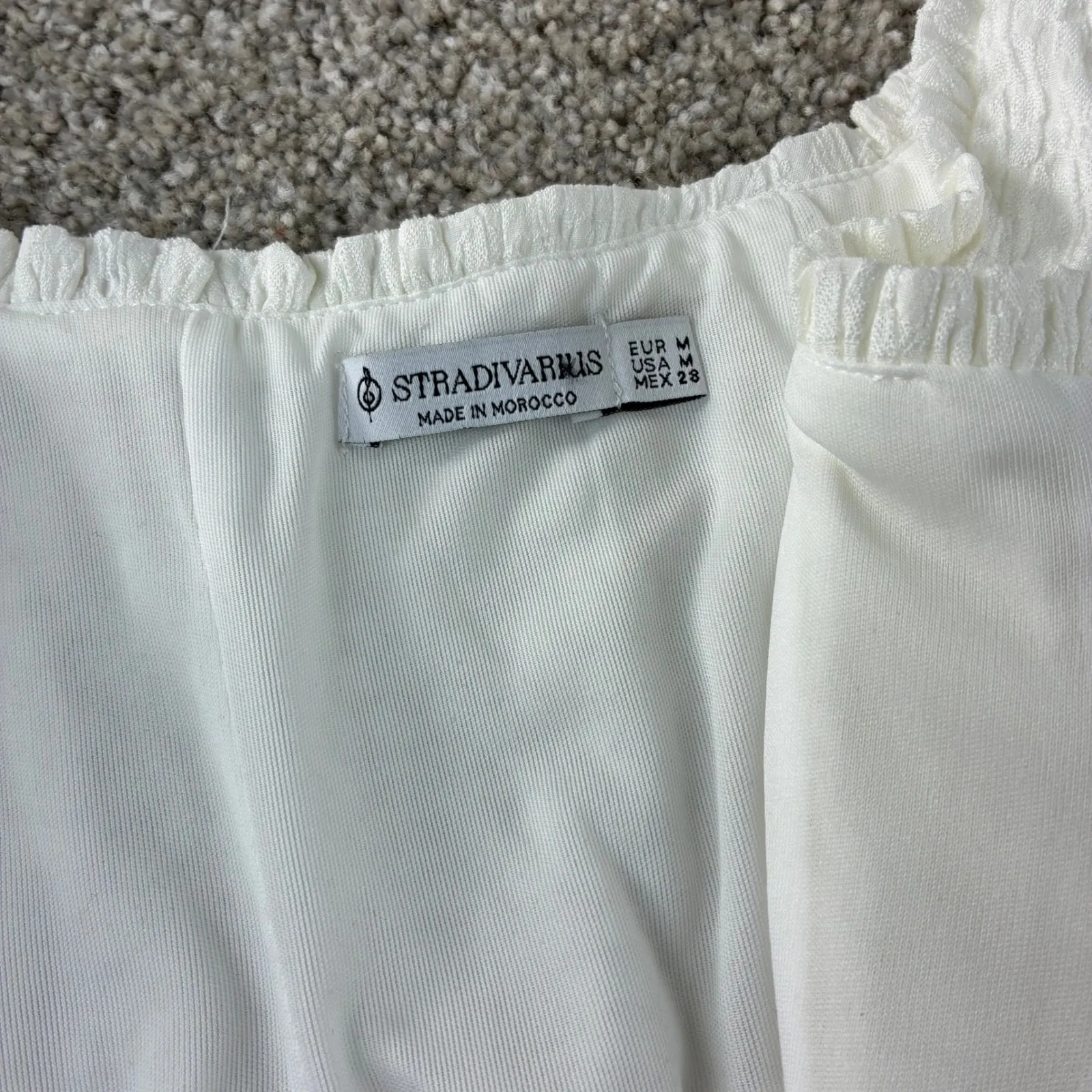 Stradivarius White Corset Top Women's Medium Square Neck Sleeveless Hook & Eye - Image 4