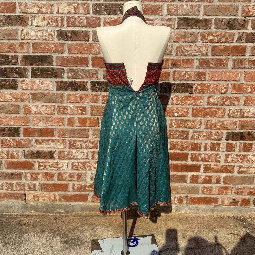 AAMOOZE Vibrant, Colorful Teal and Red Indian Dress for Bridal Party / 0/2 / EUC Blue Size 36 - Image 7