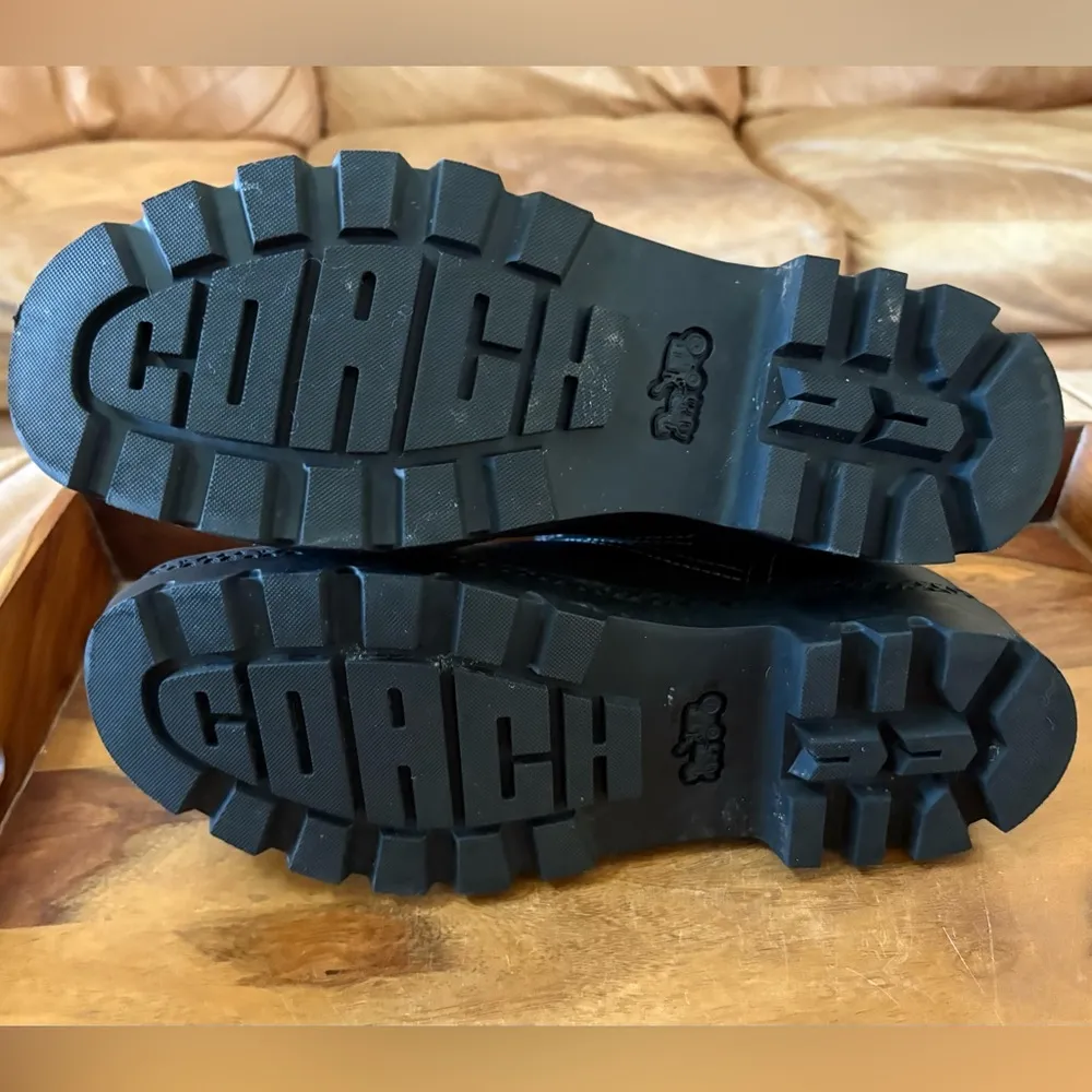 COACH Black Leather Trooper Moto Boots - Image 4