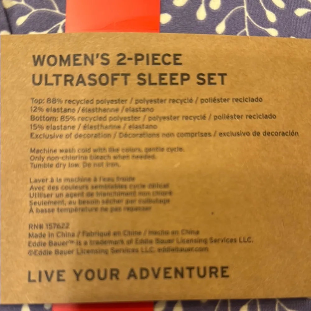 Eddie Bauer NWT  Purple and Cream Pajama Set size medium - Image 6