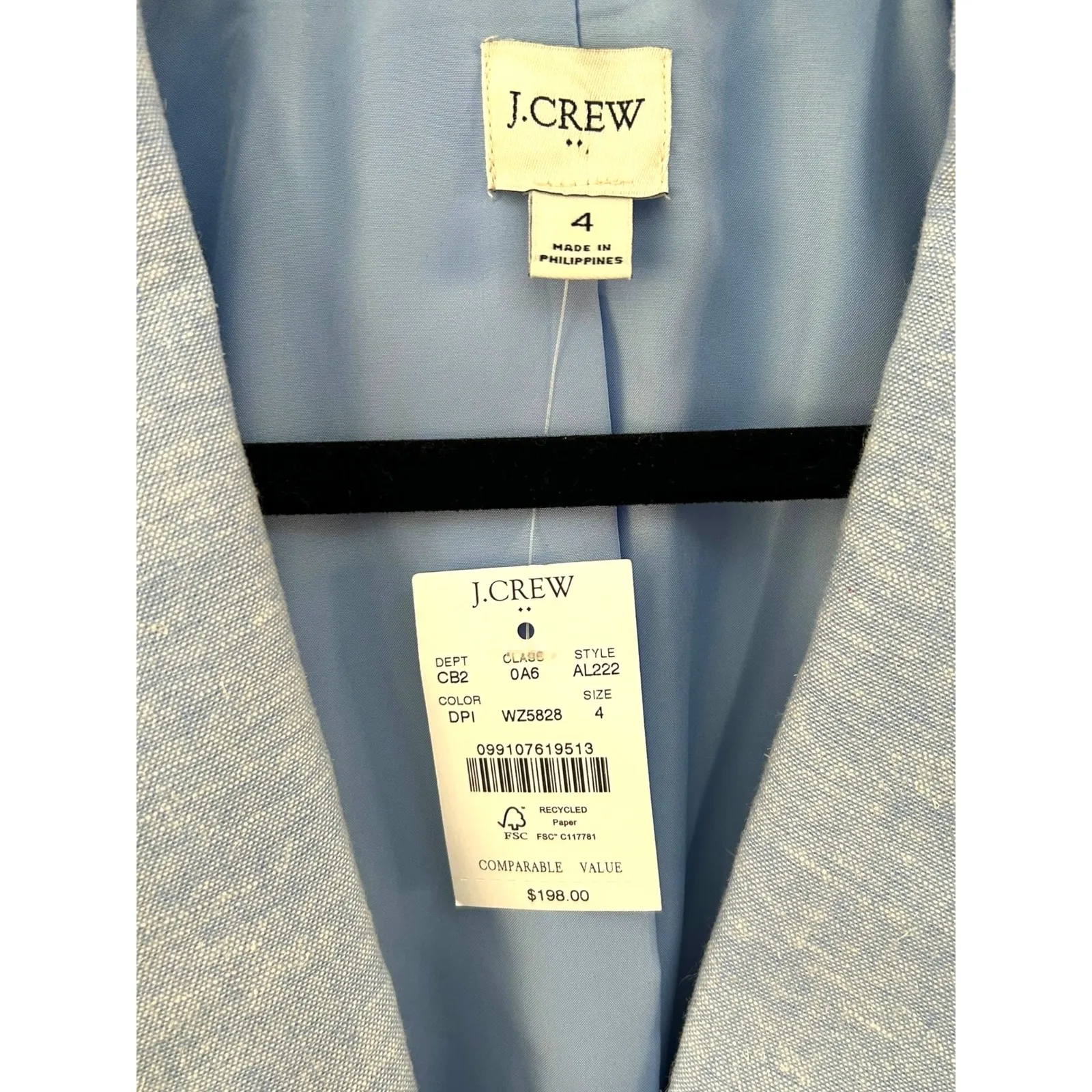 NWT J. Crew Women's Helena Light Blue Linen‎ Blend Blazer Jacket Size 4 - Image 5