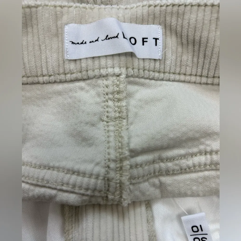LOFT The Straight Crop High Rise Off White/Cream Corduroys Frayed Hem NWT 10/30 - Image 8