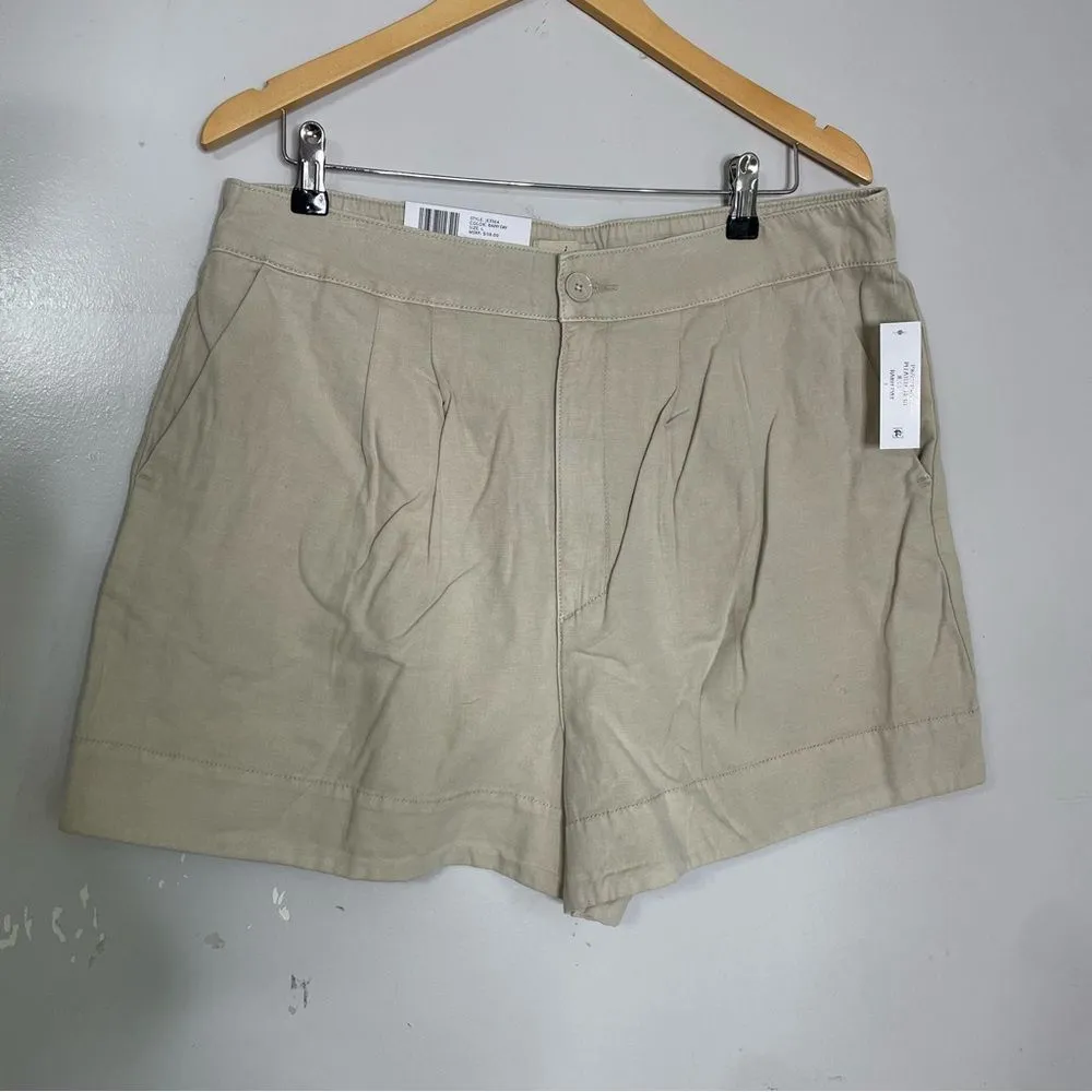 NWT Joie Women's‎ High Rise Zip Fly Linen Blend Pleated Shorts Rainy Day Large - Image 3