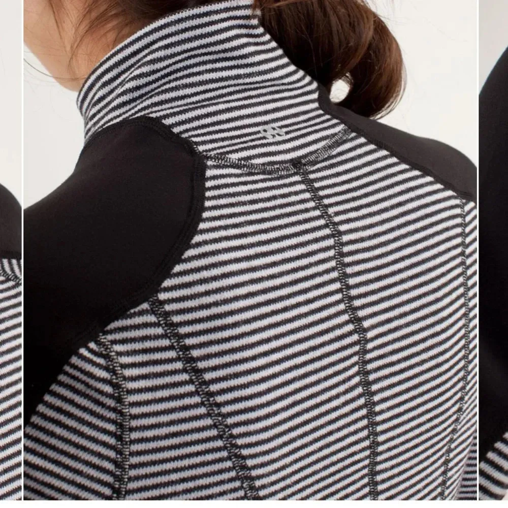 Lululemon Run: U-Turn Pullover Mini Check Pique Black White Sz 10/12 Reversible - Image 13