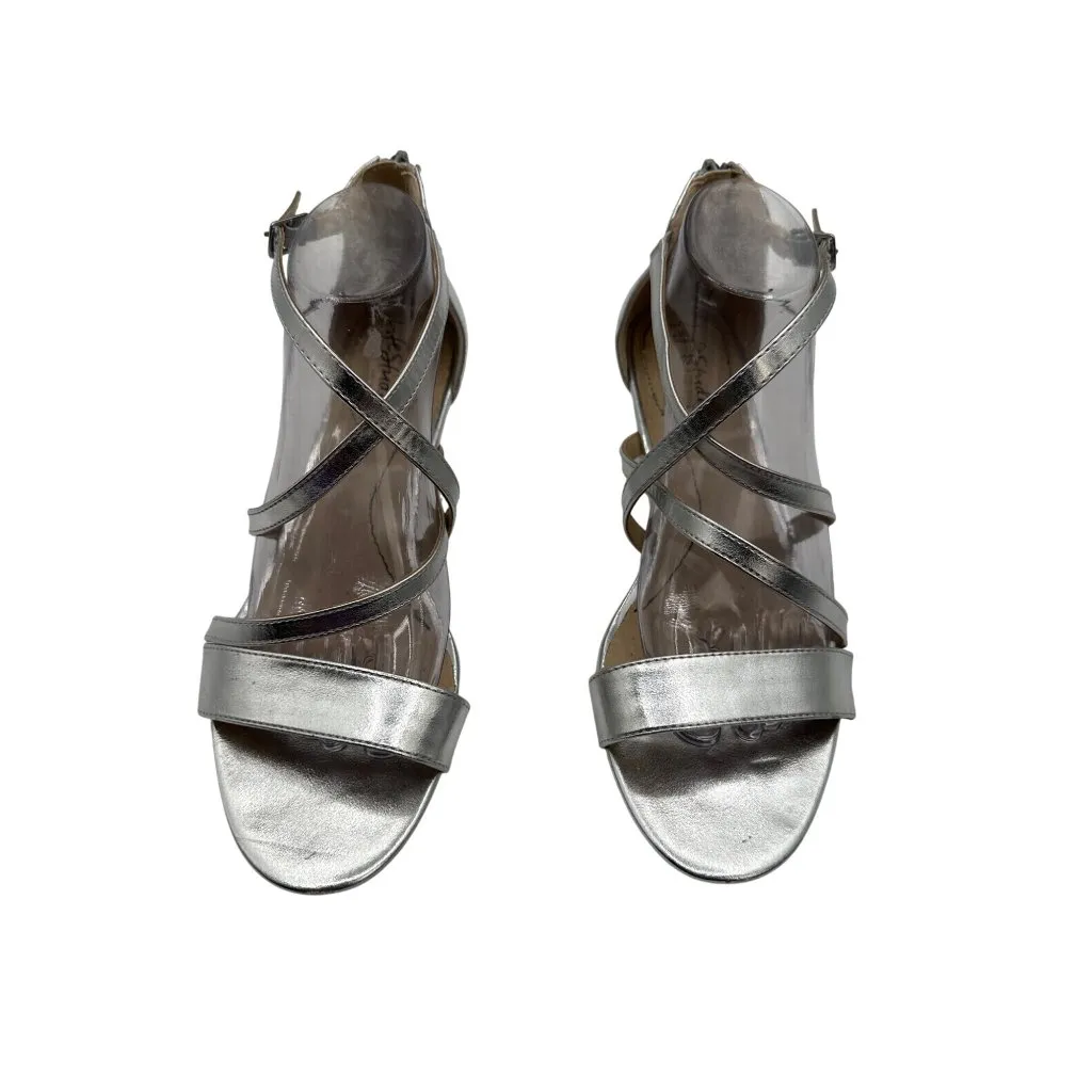 Life Stride 10W Silver Metallic Strappy Cushioned Footbed, Open-Toe Back Zipper - Image 3